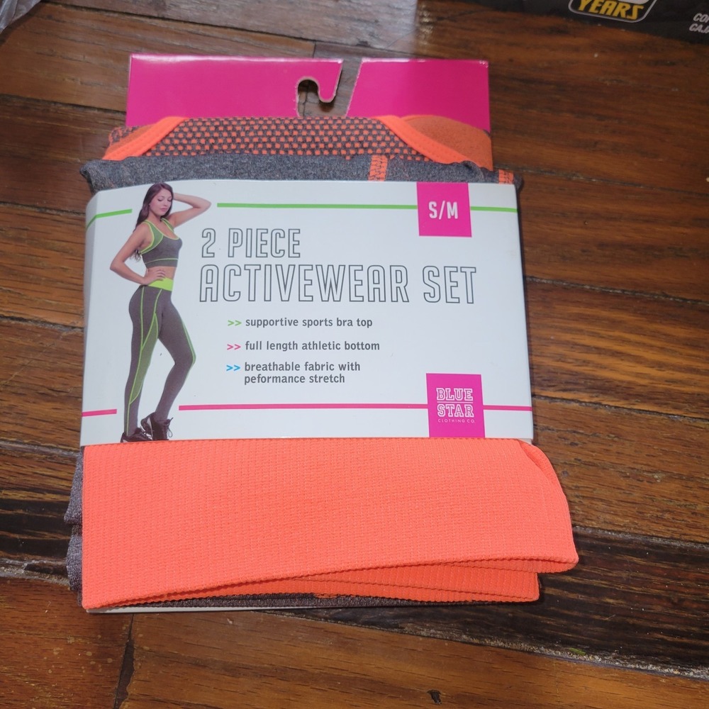 Bright‎ Pink/orange  Sports Bra and Leggings Blue Star Set S/M Activewear
